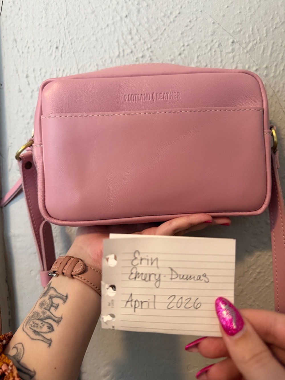 Portland Leather Vintage Pink Large Camera Bag